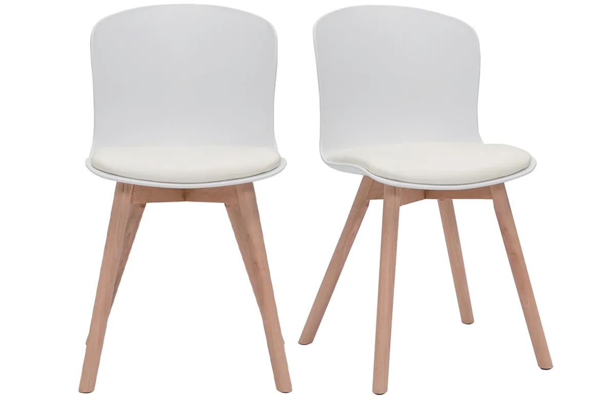 Sale Miliboo Set de 2 sillas blancas y de madera clara ARISTA