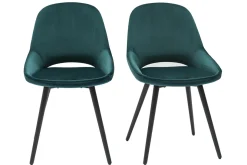 Shop Miliboo Set de 2 sillas de diseño de terciopelo azul petróleo y metal negro BODEGA