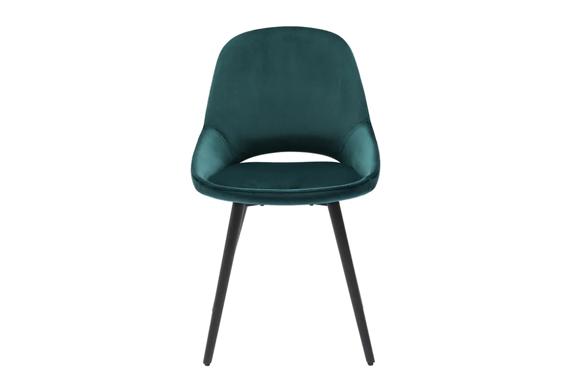 Shop Miliboo Set de 2 sillas de diseño de terciopelo azul petróleo y metal negro BODEGA