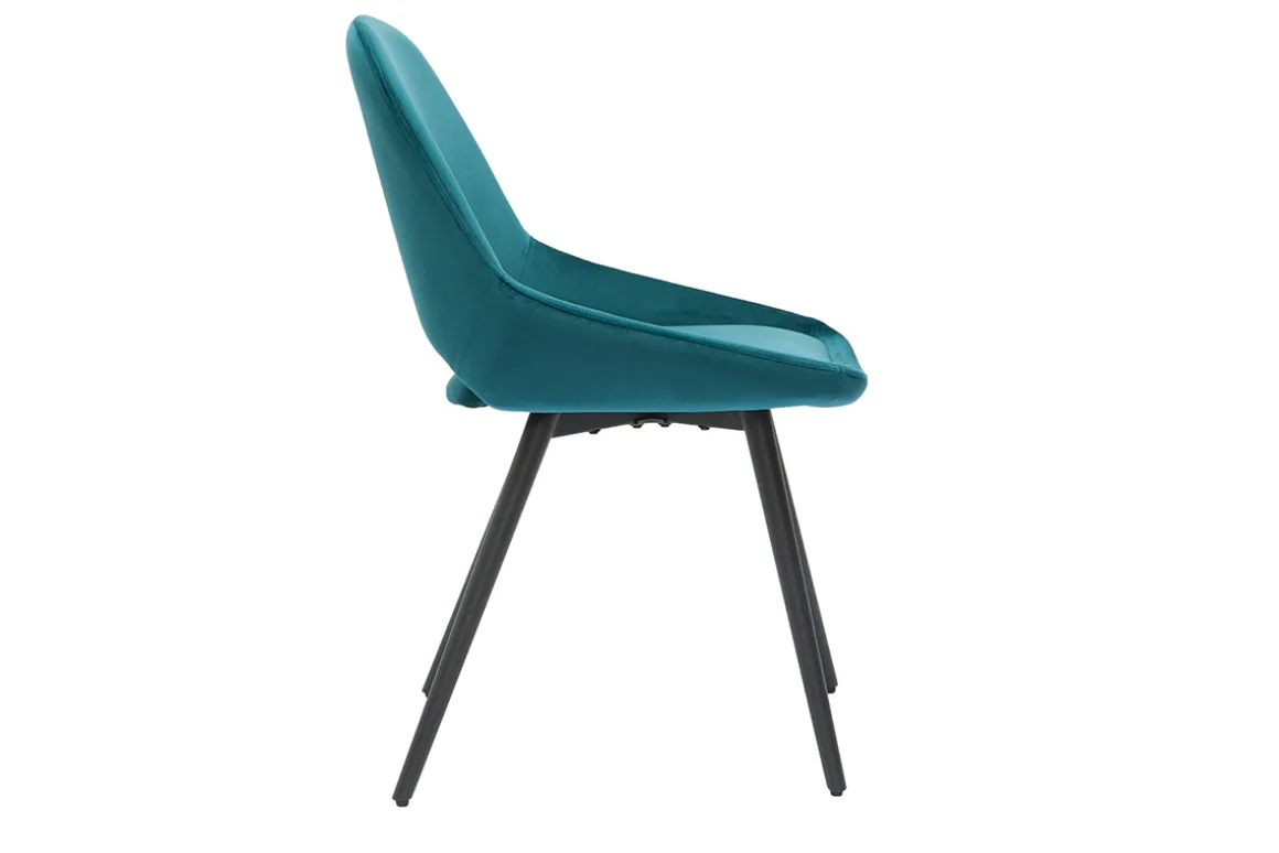 Shop Miliboo Set de 2 sillas de diseño de terciopelo azul petróleo y metal negro BODEGA