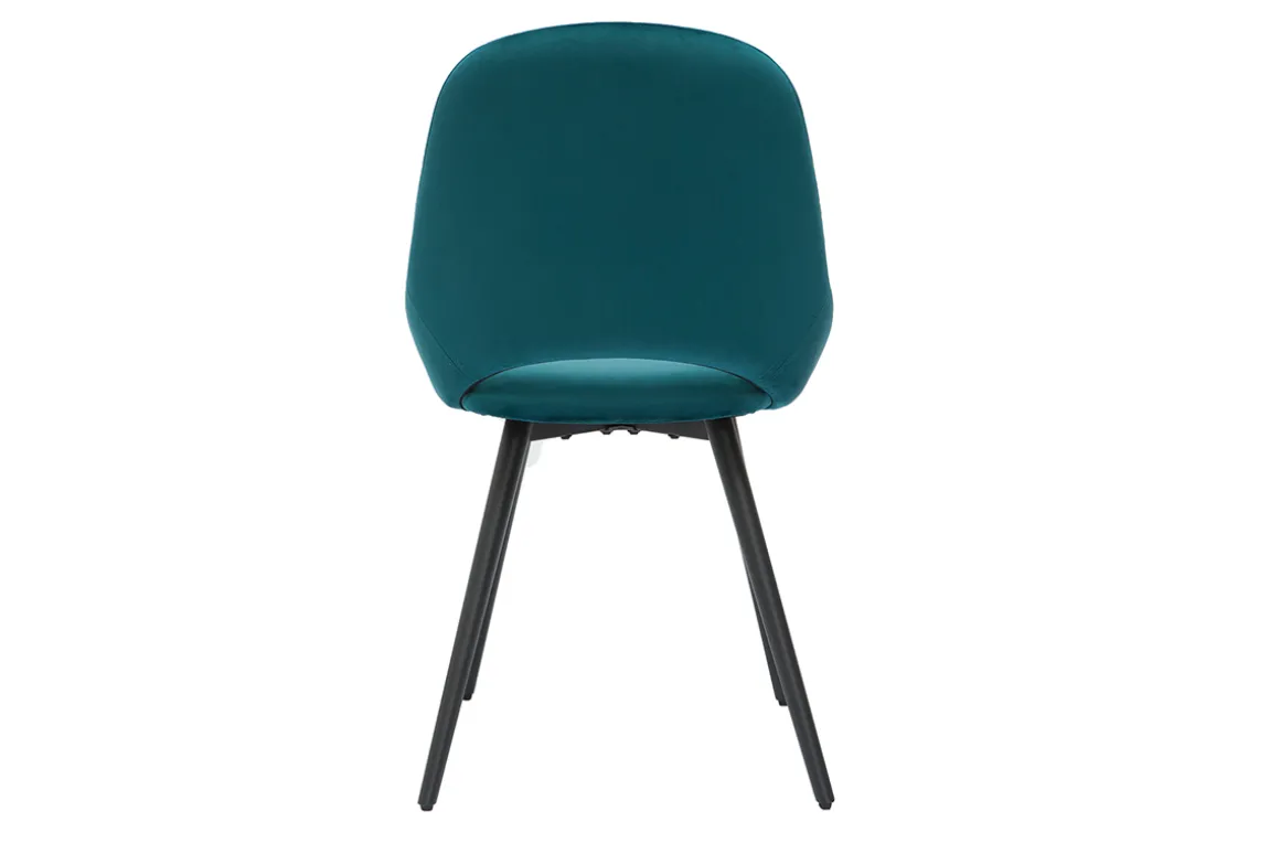 Shop Miliboo Set de 2 sillas de diseño de terciopelo azul petróleo y metal negro BODEGA