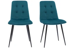 Hot Miliboo Set de 2 sillas de diseño de terciopelo tapizadas azul petróleo y metal negro ESCAPE
