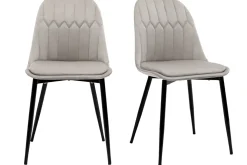 Sale Miliboo Set de 2 sillas de diseño de terciopelo color topo con patas de metal FUSE