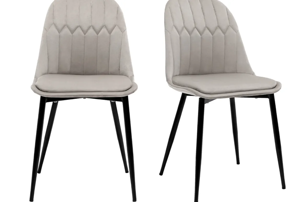 Sale Miliboo Set de 2 sillas de diseño de terciopelo color topo con patas de metal FUSE