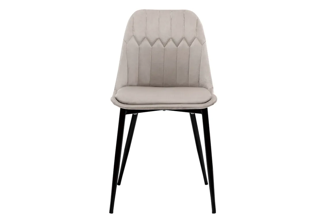 Sale Miliboo Set de 2 sillas de diseño de terciopelo color topo con patas de metal FUSE