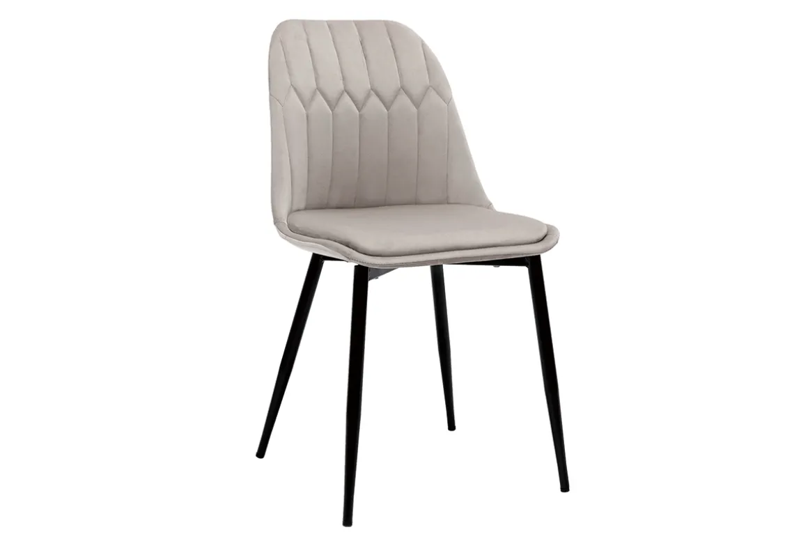 Sale Miliboo Set de 2 sillas de diseño de terciopelo color topo con patas de metal FUSE