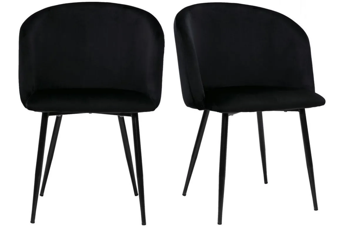 Discount Miliboo Set de 2 sillas de diseño de terciopelo negro VANITY
