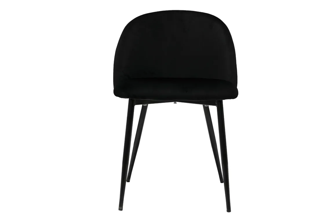 Sale Miliboo Set de 2 sillas de diseño de terciopelo negro y metal negro CELESTE