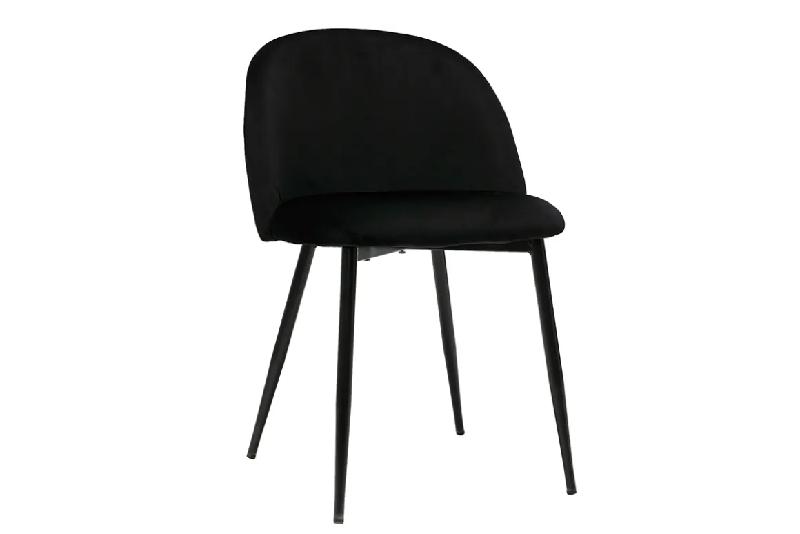 Sale Miliboo Set de 2 sillas de diseño de terciopelo negro y metal negro CELESTE