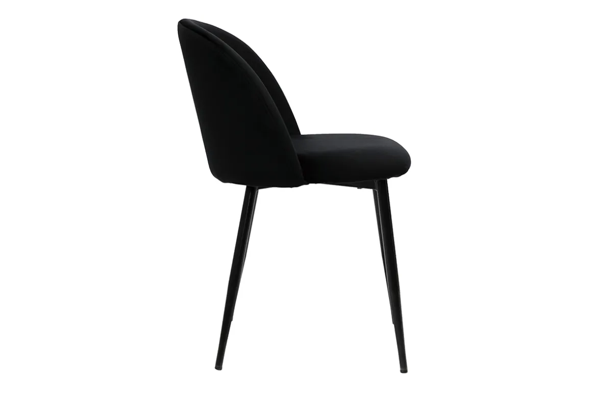 Sale Miliboo Set de 2 sillas de diseño de terciopelo negro y metal negro CELESTE