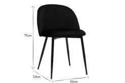Sale Miliboo Set de 2 sillas de diseño de terciopelo negro y metal negro CELESTE