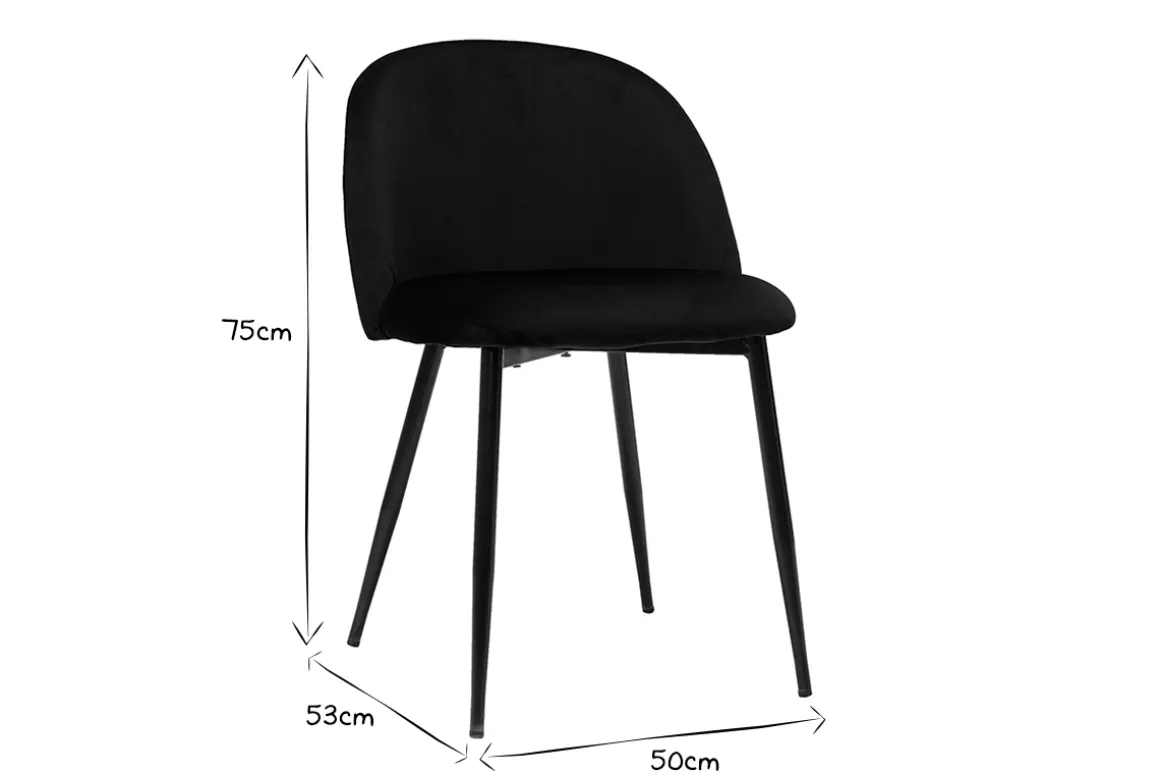 Sale Miliboo Set de 2 sillas de diseño de terciopelo negro y metal negro CELESTE
