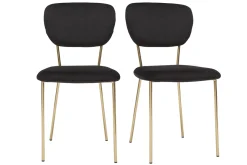 Online Miliboo Set de 2 sillas de diseño de terciopelo negro y metal dorado LEPIDUS