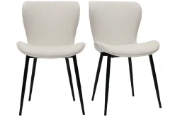 Discount Miliboo Set de 2 sillas de diseño de pana beige y metal negro ADDICT