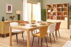 Discount Miliboo Set de 2 sillas de diseño de pana beige y metal negro ADDICT