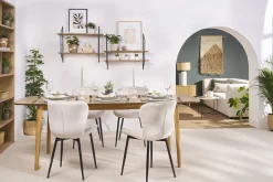Discount Miliboo Set de 2 sillas de diseño de pana beige y metal negro ADDICT