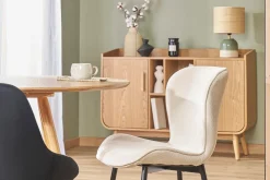 Discount Miliboo Set de 2 sillas de diseño de pana beige y metal negro ADDICT