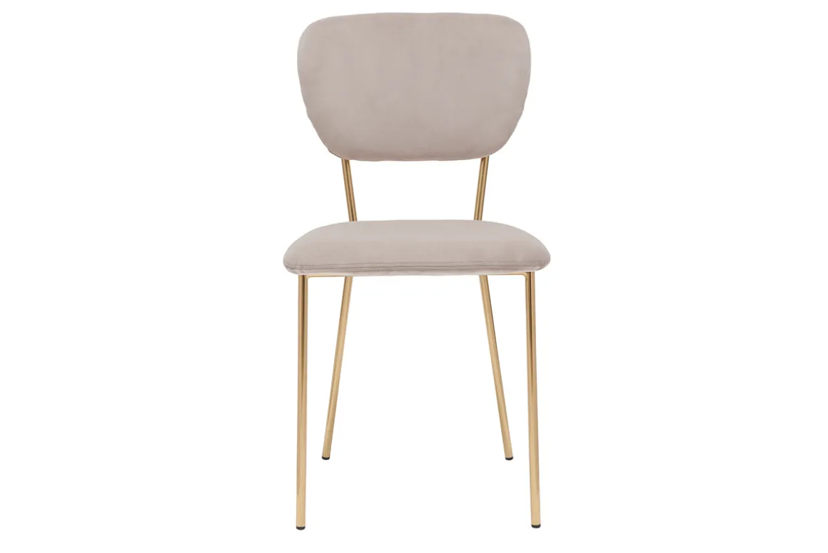 Outlet Miliboo Set de 2 sillas de diseño de terciopelo color topo y metal dorado LEPIDUS
