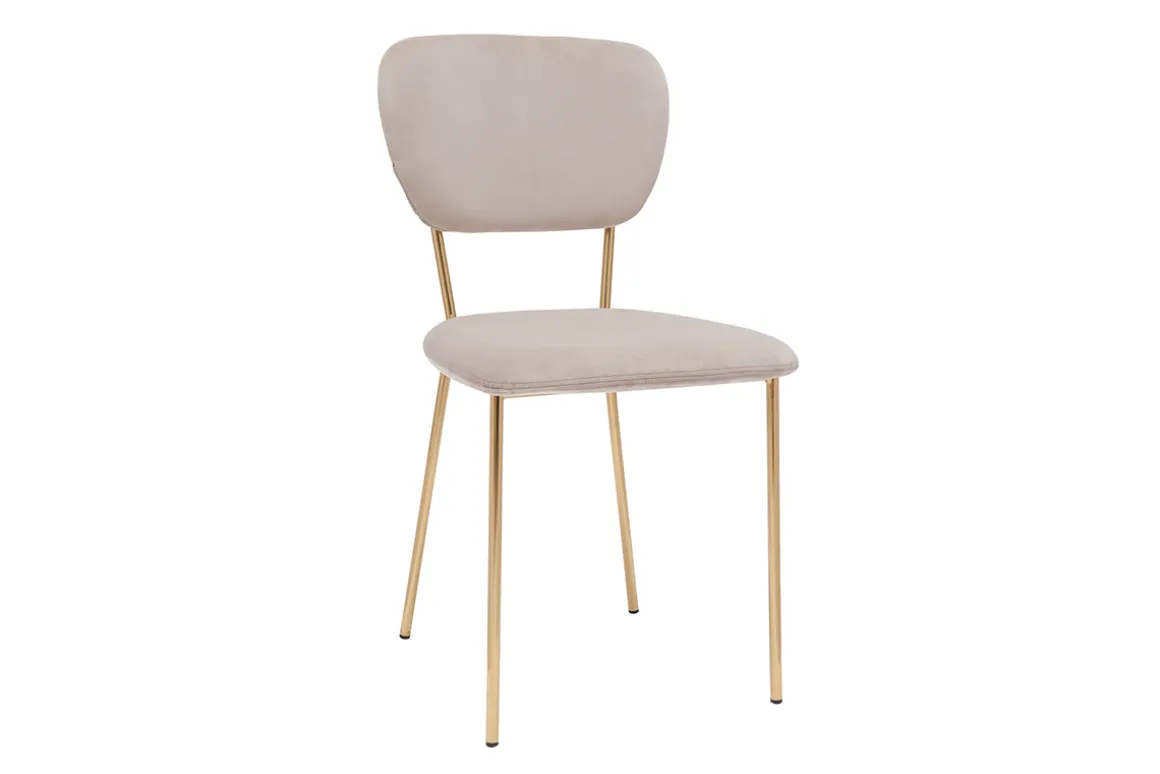 Outlet Miliboo Set de 2 sillas de diseño de terciopelo color topo y metal dorado LEPIDUS