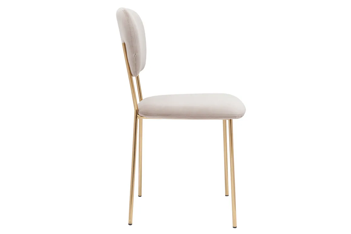 Outlet Miliboo Set de 2 sillas de diseño de terciopelo color topo y metal dorado LEPIDUS