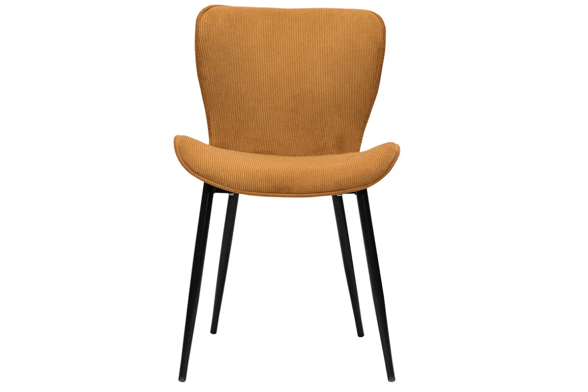 Clearance Miliboo Set de 2 sillas de diseño de pana amarillo curry y metal negro ADDICT