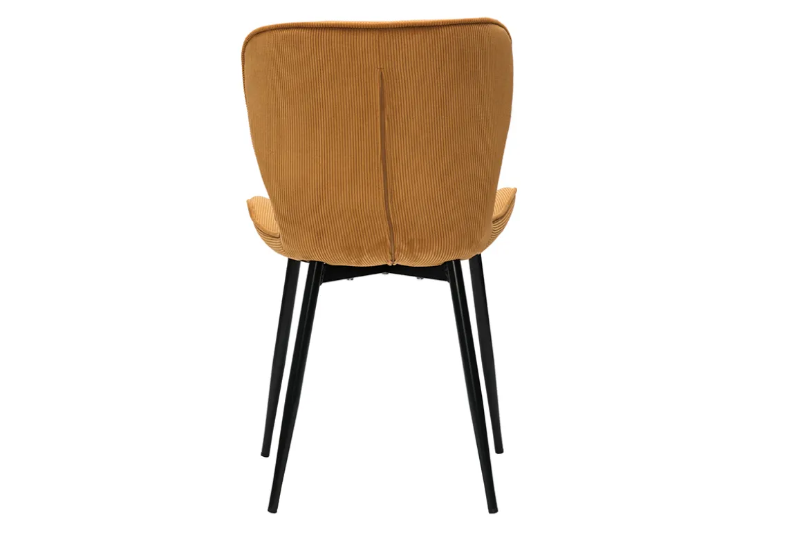 Clearance Miliboo Set de 2 sillas de diseño de pana amarillo curry y metal negro ADDICT