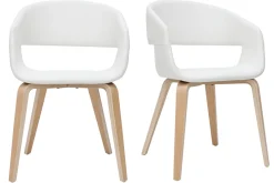 Shop Miliboo Set de 2 sillas de diseño de poliuretano blanco con patas de madera clara SLAM