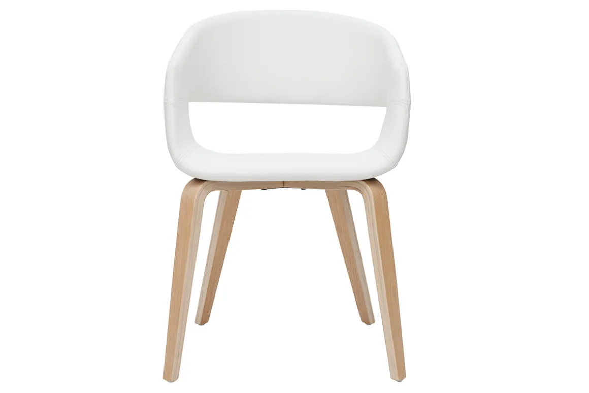 Shop Miliboo Set de 2 sillas de diseño de poliuretano blanco con patas de madera clara SLAM