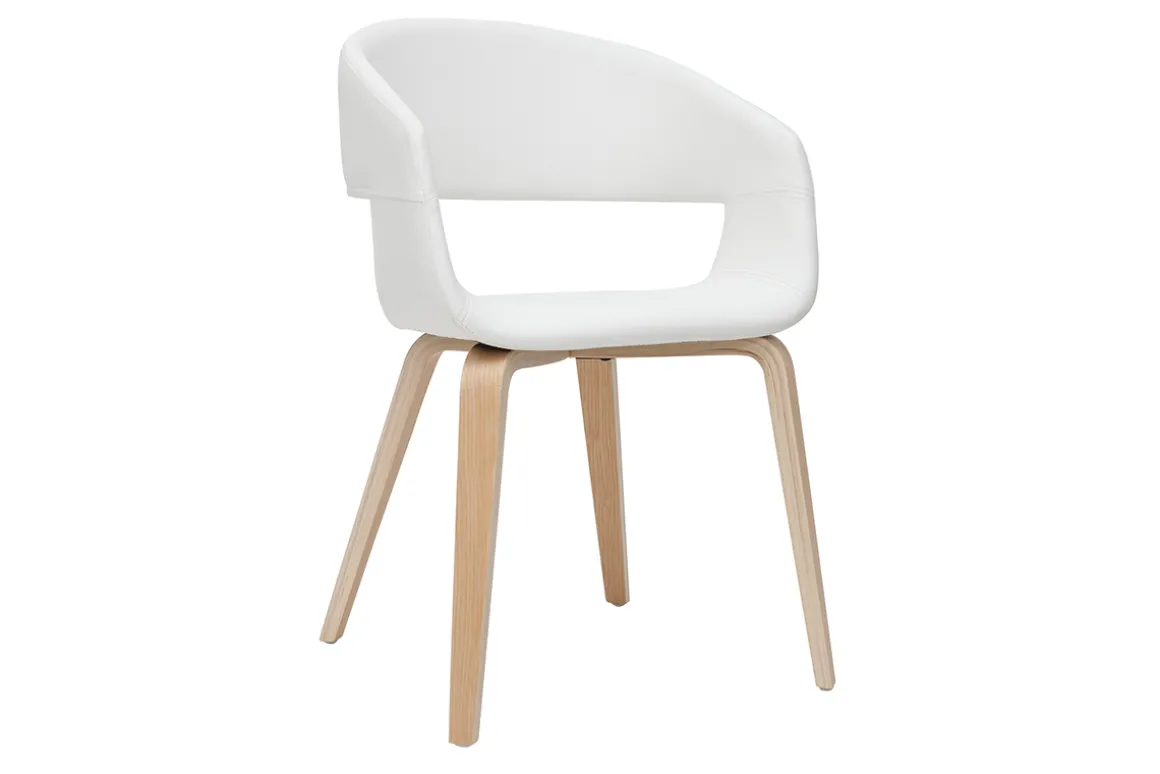 Shop Miliboo Set de 2 sillas de diseño de poliuretano blanco con patas de madera clara SLAM
