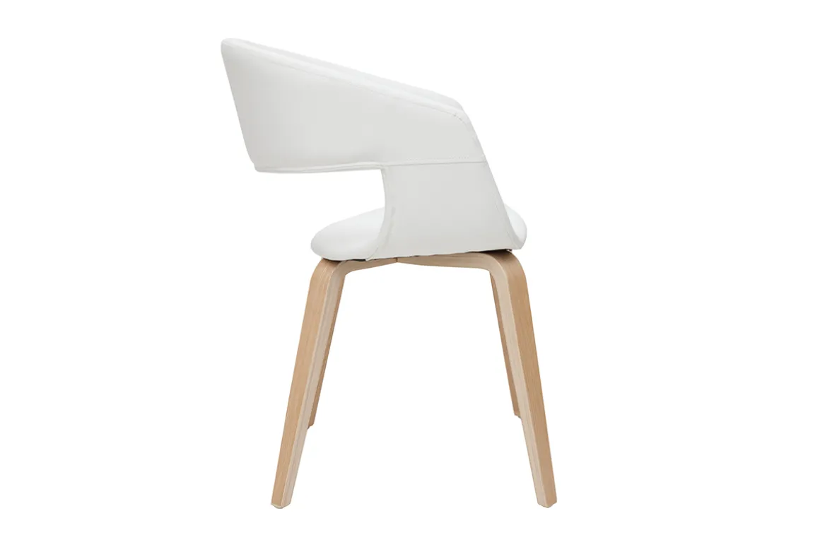 Shop Miliboo Set de 2 sillas de diseño de poliuretano blanco con patas de madera clara SLAM