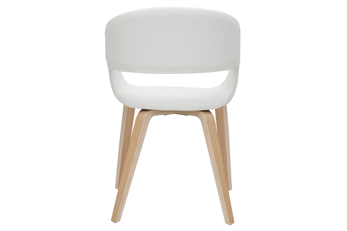 Shop Miliboo Set de 2 sillas de diseño de poliuretano blanco con patas de madera clara SLAM