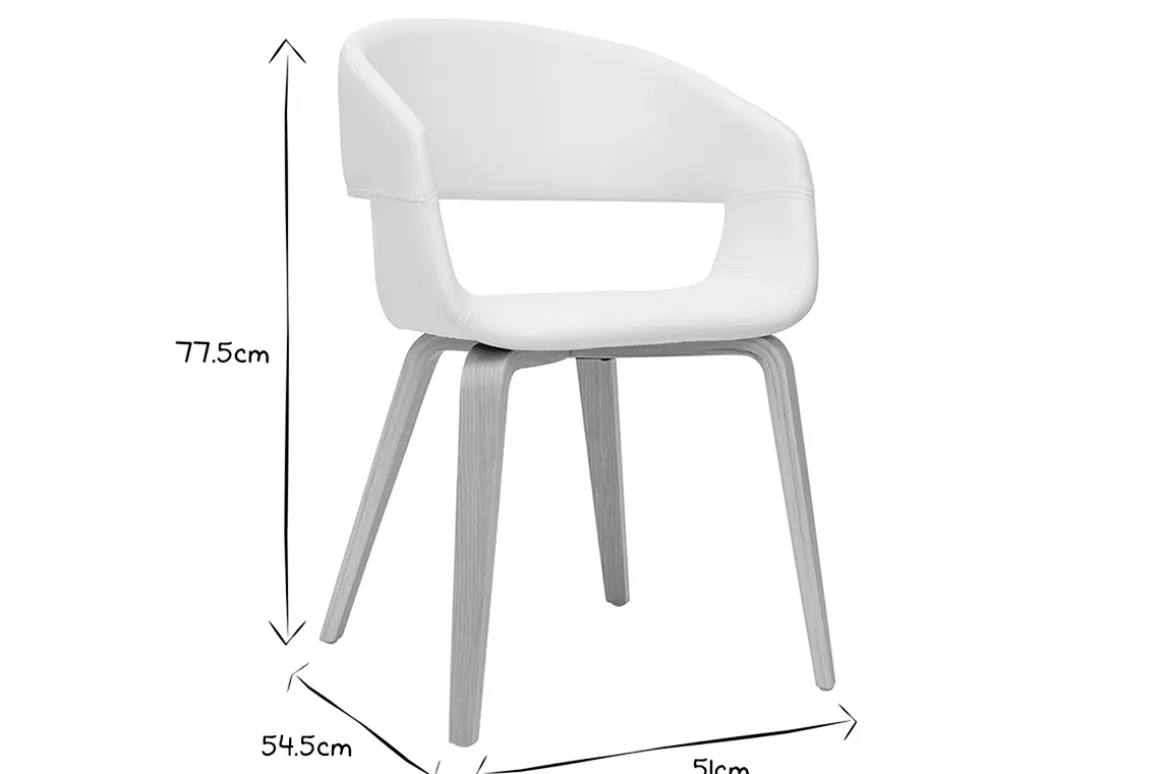 Shop Miliboo Set de 2 sillas de diseño de poliuretano blanco con patas de madera clara SLAM