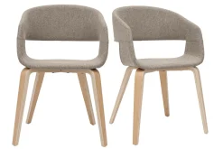 Shop Miliboo Set de 2 sillas de diseño de tela color topo con patas de madera clara SLAM