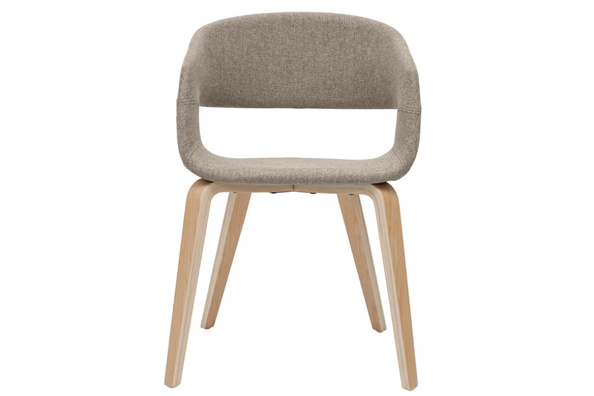 Shop Miliboo Set de 2 sillas de diseño de tela color topo con patas de madera clara SLAM