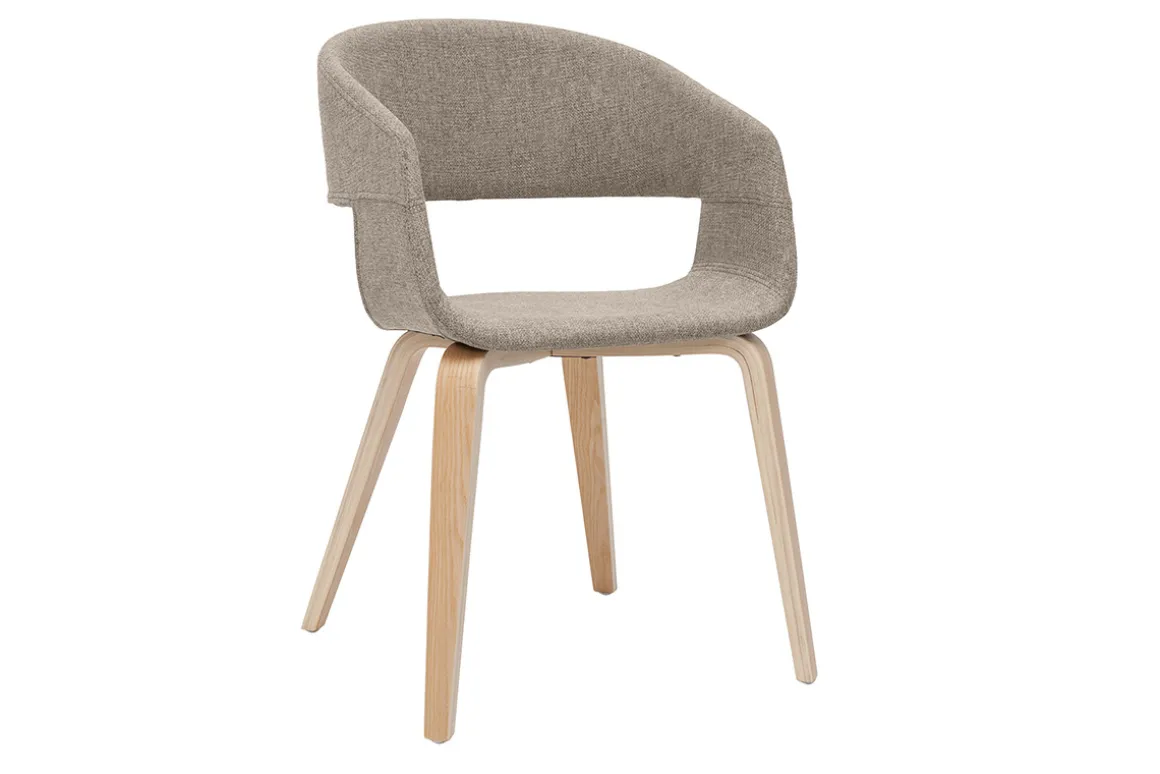 Shop Miliboo Set de 2 sillas de diseño de tela color topo con patas de madera clara SLAM