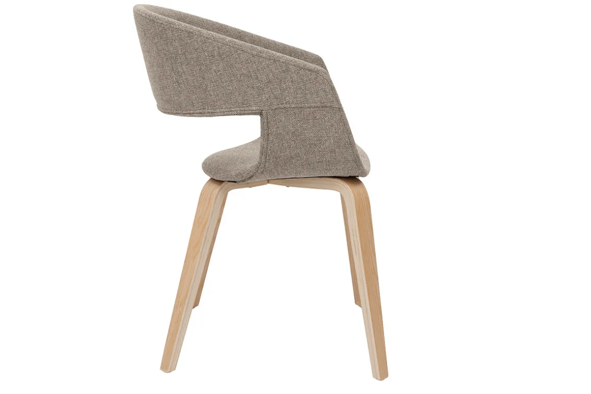 Shop Miliboo Set de 2 sillas de diseño de tela color topo con patas de madera clara SLAM