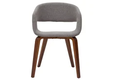 Online Miliboo Set de 2 sillas de diseño de tela gris claro con patas de madera oscura SLAM