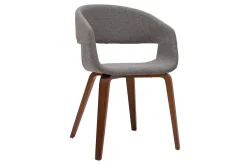 Online Miliboo Set de 2 sillas de diseño de tela gris claro con patas de madera oscura SLAM