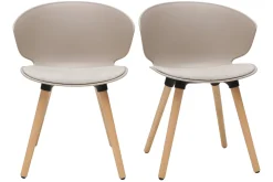 Cheap Miliboo Set de 2 sillas de diseño de color topo y madera clara WING