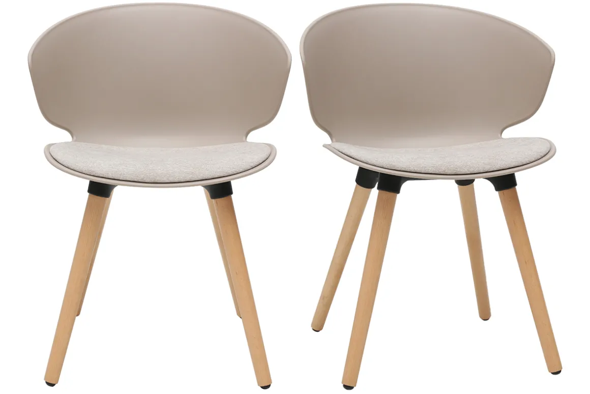 Cheap Miliboo Set de 2 sillas de diseño de color topo y madera clara WING