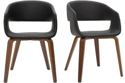 Hot Miliboo Set de 2 sillas de diseño de poliuretano negro con patas de madera oscura SLAM
