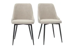Shop Miliboo Set de 2 sillas de diseño efecto aterciopelado color natural y metal negro CULT