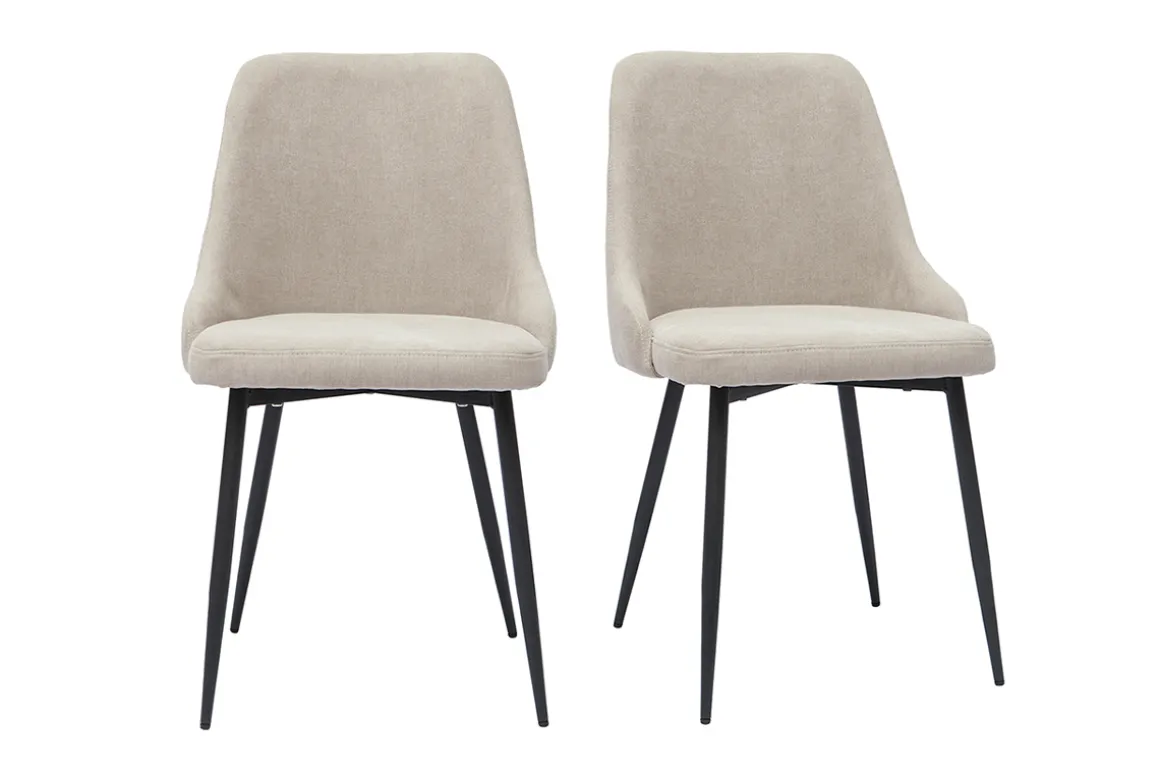 Shop Miliboo Set de 2 sillas de diseño efecto aterciopelado color natural y metal negro CULT