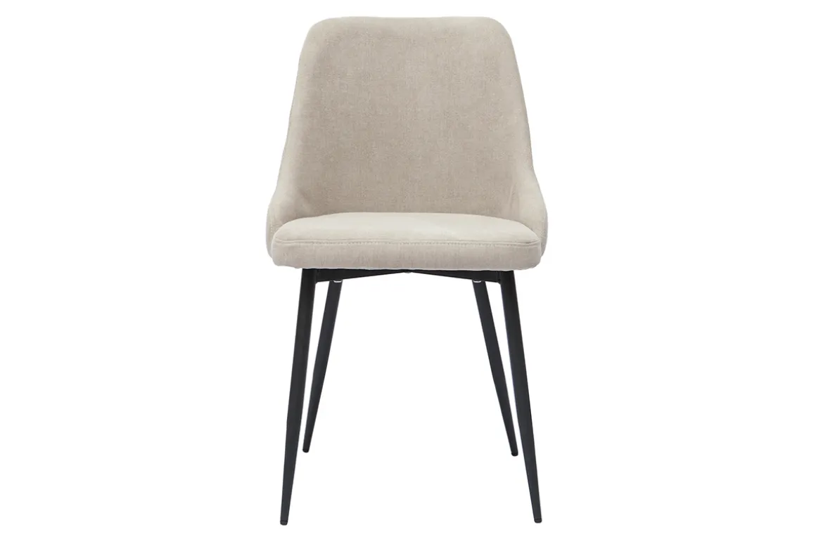 Shop Miliboo Set de 2 sillas de diseño efecto aterciopelado color natural y metal negro CULT