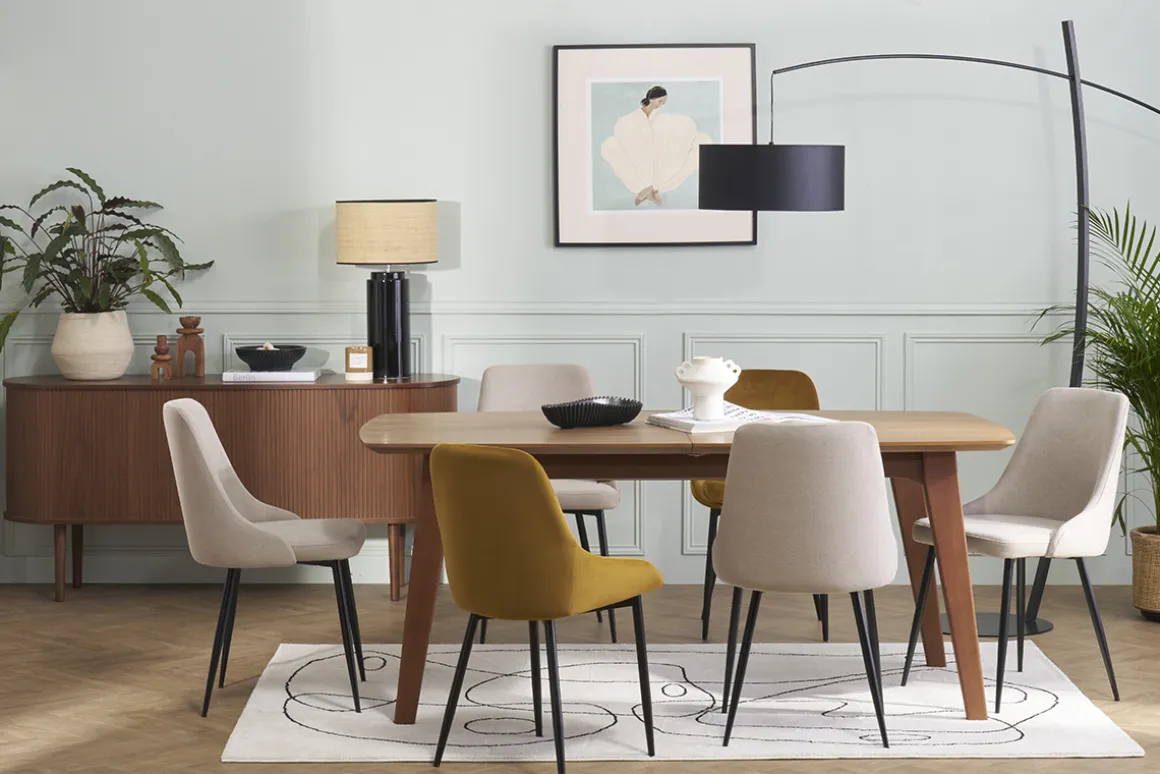 Shop Miliboo Set de 2 sillas de diseño efecto aterciopelado color natural y metal negro CULT