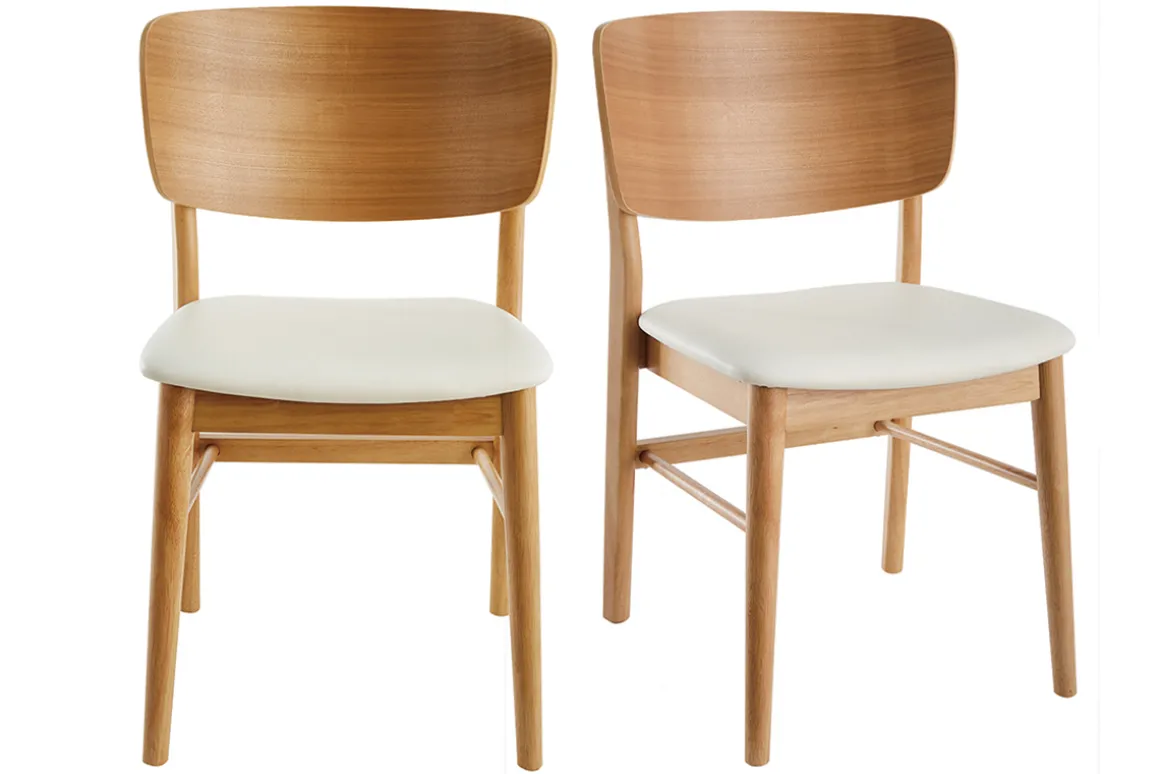 Clearance Miliboo Set de 2 sillas de madera clara y blanco SHELDON