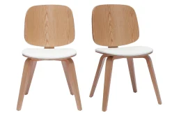 Clearance Miliboo Set de 2 sillas de madera clara y blanca BECK