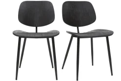 Shop Miliboo Set de 2 sillas de madera negra y metal negro TOBIAS