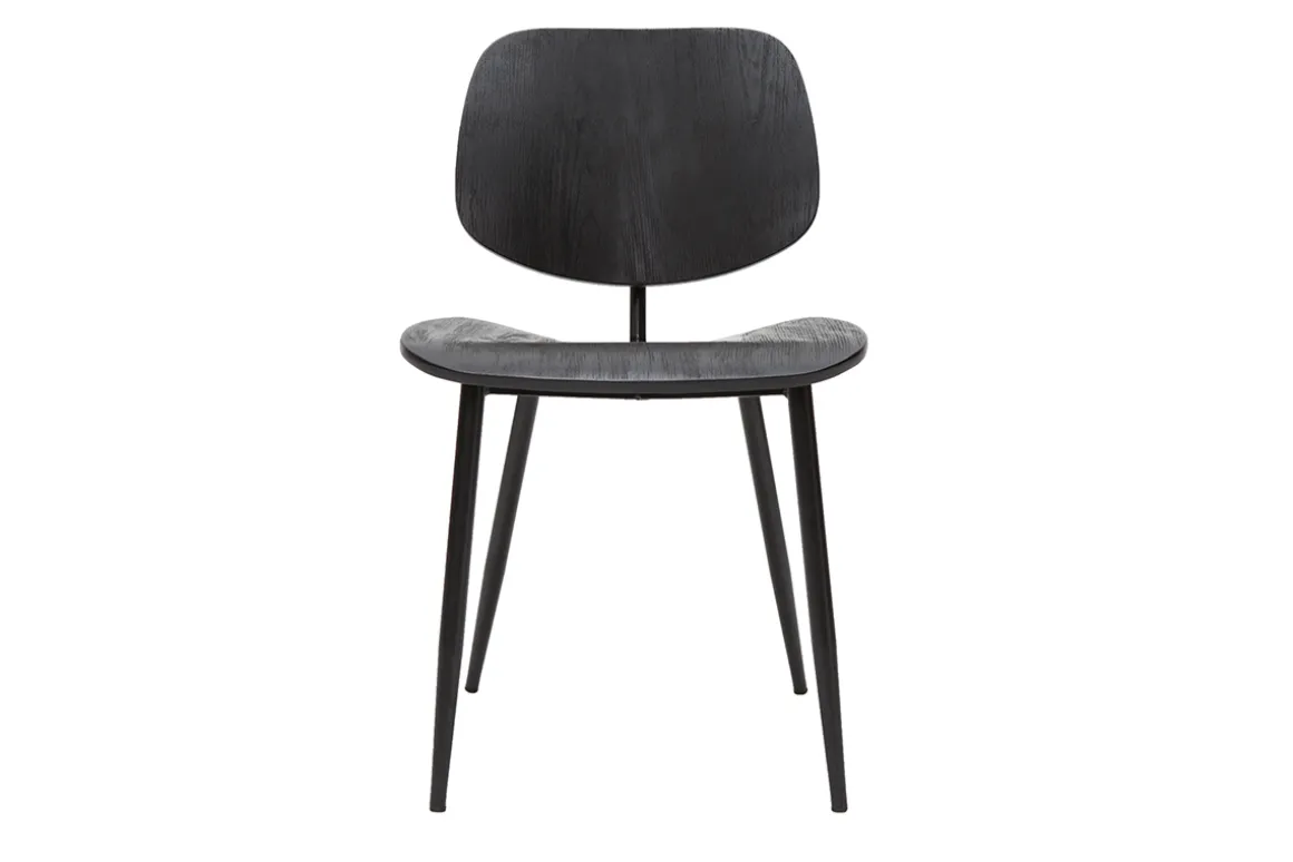 Shop Miliboo Set de 2 sillas de madera negra y metal negro TOBIAS