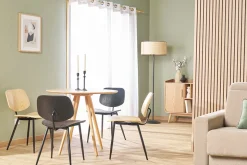 Shop Miliboo Set de 2 sillas de madera negra y metal negro TOBIAS